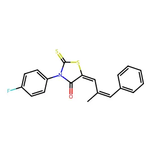 3-(4-Fluoro-phenyl)-5-(2-methyl-3-phenyl-allylidene)-2-thioxo-thiazolidin-4-one structure
