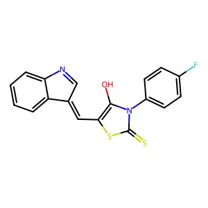3-(4-Fluorophenyl)-4-hydroxy-5-(indol-3-ylidenemethyl)-1,3-thiazole-2-thione structure