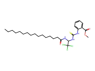 ME 2-((((2,2,2-Trichloro-1-(palmitoylamino)ET)amino)carbothioyl)amino)benzoate structure