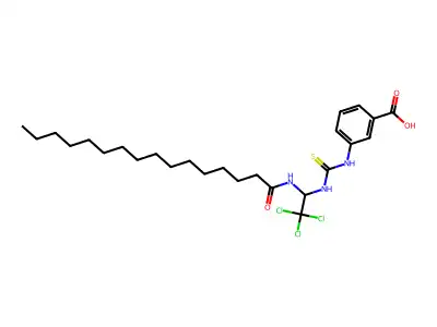 3-((((2,2,2-Trichloro-1-(palmitoylamino)ET)amino)carbothioyl)amino)benzoic acid structure