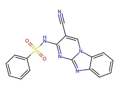 N-(3-cyanopyrimido(1,2-a)benzimidazol-2-yl)benzenesulfonamide structure