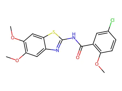 5-Chloro-N-(5,6-dimethoxy-1,3-benzothiazol-2-YL)-2-methoxybenzamide structure
