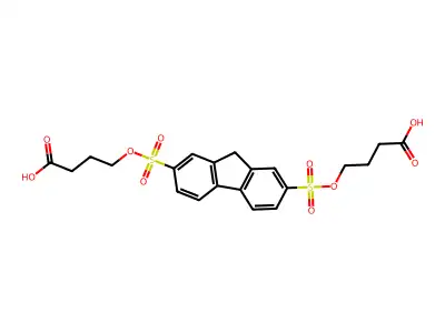 4-(((7-((3-Carboxypropoxy)sulfonyl)-9H-fluoren-2-YL)sulfonyl)oxy)butanoic acid structure