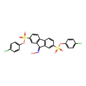 bis(4-chlorophenyl) 9-(hydroxyimino)-9H-fluorene-2,7-disulfonate structure
