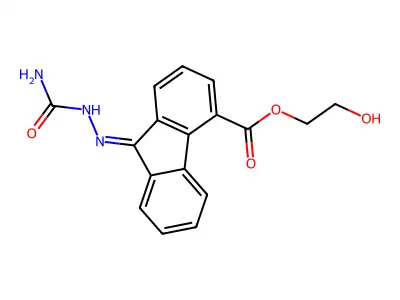 2-Hydroxyethyl 9-(carbamoylhydrazinylidene)fluorene-4-carboxylate structure