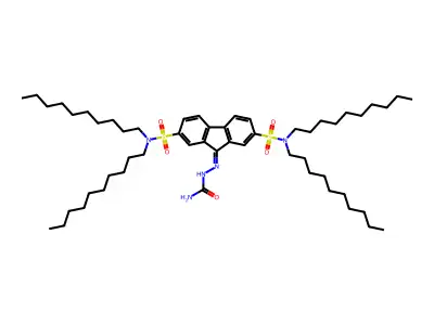 2-(2,7-Bis(N,N-didecylsulfamoyl)-9H-fluoren-9-ylidene)hydrazinecarboxamide structure
