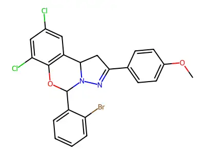 5-(2-BR-PH)-7,9-DI-CL-2-(4-Meo-PH)-1,10B-dihydropyrazolo(1,5-C)(1,3)benzoxazine structure