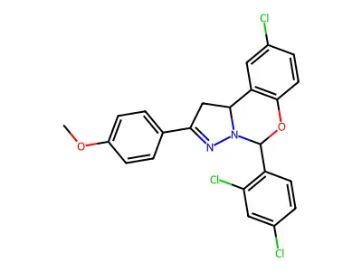 9-CL-5-(2,4-DI-CL-PH)-2-(4-Meo-PH)-1,10B-dihydropyrazolo(1,5-C)(1,3)benzoxazine structure