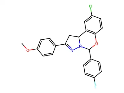 4-(9-CL-5-(4-F-PH)-1,10B-Dihydropyrazolo(1,5-C)(1,3)benzoxazin-2-YL)PH ME ether structure