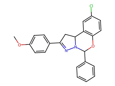 4-(9-CL-5-PH-1,10B-Dihydropyrazolo(1,5-C)(1,3)benzoxazin-2-YL)PH methyl ether structure