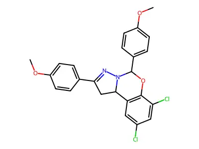 7,9-DI-CL-2,5-Bis(4-meo-PH)-1,10B-dihydropyrazolo(1,5-C)(1,3)benzoxazine structure