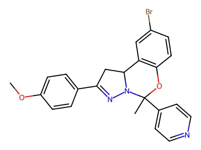 4-[9-bromo-5-methyl-5-(4-pyridinyl)-1,10b-dihydropyrazolo[1,5-c][1,3]benzoxazin-2-yl]phenyl methyl ether structure
