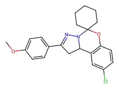 9-Chloro-2-(4-methoxyphenyl)-1,10b-dihydrospiro[benzo[e]pyrazolo[1,5-c][1,3]oxazine-5,1'-cyclohexane] structure