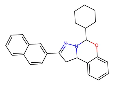 5-Cyclohexyl-2-(2-naphthyl)-1,10B-dihydropyrazolo(1,5-C)(1,3)benzoxazine structure