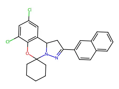7,9-Dichloro-2-(naphthalen-2-yl)-1,10b-dihydrospiro[benzo[e]pyrazolo[1,5-c][1,3]oxazine-5,1'-cyclohexane] structure
