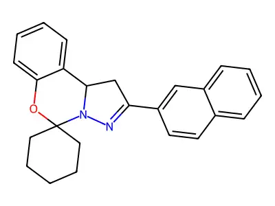 2-(Naphthalen-2-yl)-1,10b-dihydrospiro[benzo[e]pyrazolo[1,5-c][1,3]oxazine-5,1'-cyclohexane] structure