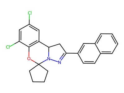 7,9-Dichloro-2-(naphthalen-2-yl)-1,10b-dihydrospiro[benzo[e]pyrazolo[1,5-c][1,3]oxazine-5,1'-cyclopentane] structure