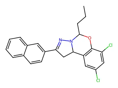 7,9-Dichloro-2-(2-naphthyl)-5-PR-1,10B-dihydropyrazolo(1,5-C)(1,3)benzoxazine structure