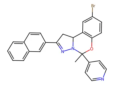 9-Bromo-5-methyl-2-(naphthalen-2-yl)-5-(pyridin-4-yl)-5,10b-dihydro-1H-benzo[e]pyrazolo[1,5-c][1,3]oxazine structure