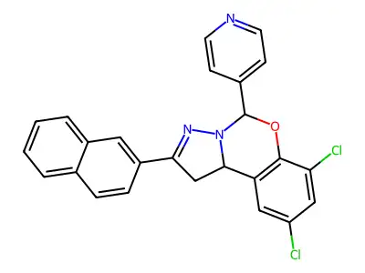 7,9-dichloro-2-(2-naphthyl)-5-(4-pyridinyl)-1,10b-dihydropyrazolo[1,5-c][1,3]benzoxazine structure