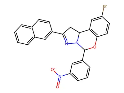 9-BR-2-(2-Naphthyl)-5-(3-nitro-PH)-1,10B-dihydropyrazolo(1,5-C)(1,3)benzoxazine structure