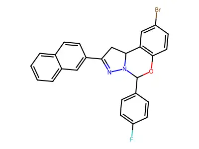 9-BR-5-(4-F-Phenyl)-2-(2-naphthyl)-1,10B-dihydropyrazolo(1,5-C)(1,3)benzoxazine structure