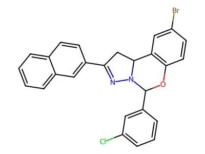 9-BR-5-(3-CL-Phenyl)-2-(2-naphthyl)-1,10B-dihydropyrazolo(1,5-C)(1,3)benzoxazine structure