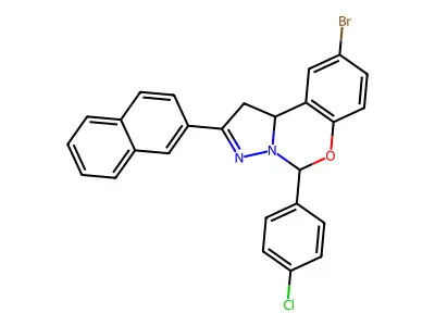 9-BR-5-(4-CL-Phenyl)-2-(2-naphthyl)-1,10B-dihydropyrazolo(1,5-C)(1,3)benzoxazine structure