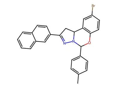 9-BR-5-(4-ME-Phenyl)-2-(2-naphthyl)-1,10B-dihydropyrazolo(1,5-C)(1,3)benzoxazine structure