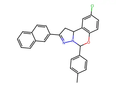 9-CL-5-(4-ME-Phenyl)-2-(2-naphthyl)-1,10B-dihydropyrazolo(1,5-C)(1,3)benzoxazine structure