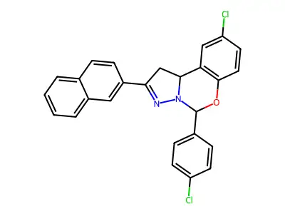 9-CL-5-(4-CL-Phenyl)-2-(2-naphthyl)-1,10B-dihydropyrazolo(1,5-C)(1,3)benzoxazine structure