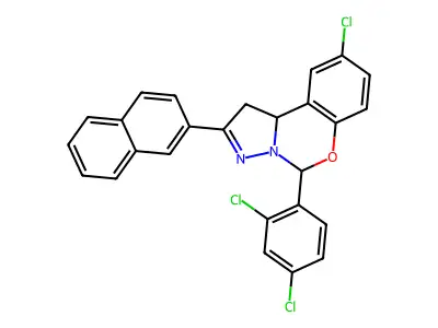 9-CL-5-(2,4-DI-CL-PH)2-(2-Naphthyl)-1,10B-dihydropyrazolo(1,5-C)(1,3)benzoxazine structure