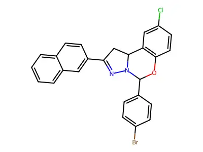 5-(4-BR-Phenyl)-9-CL-2-(2-naphthyl)-1,10B-dihydropyrazolo(1,5-C)(1,3)benzoxazine structure