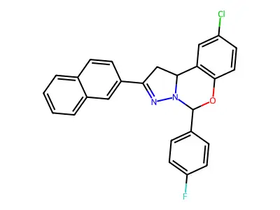 9-CL-5-(4-F-Phenyl)-2-(2-naphthyl)-1,10B-dihydropyrazolo(1,5-C)(1,3)benzoxazine structure