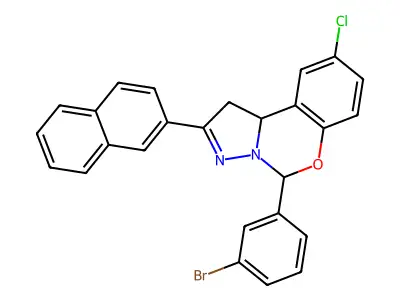 5-(3-BR-Phenyl)-9-CL-2-(2-naphthyl)-1,10B-dihydropyrazolo(1,5-C)(1,3)benzoxazine structure