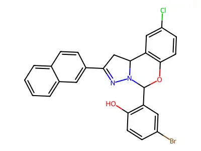 4-BR-2(9-CL-2(2-Naphthyl)1,10B-dihydropyrazolo(1,5-C)(1,3)benzoxazin-5-YL)phenol structure