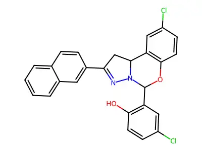 4-CL-2(9-CL-2(2-Naphthyl)1,10B-dihydropyrazolo(1,5-C)(1,3)benzoxazin-5-YL)phenol structure