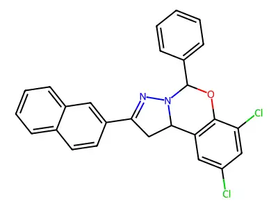 7,9-Dichloro-2-(2-naphthyl)-5-PH-1,10B-dihydropyrazolo(1,5-C)(1,3)benzoxazine structure