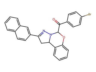 (4-Bromophenyl)(2-(naphthalen-2-yl)-5,10b-dihydro-1H-benzo[e]pyrazolo[1,5-c][1,3]oxazin-5-yl)methanone structure