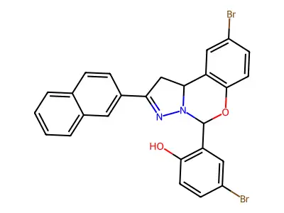 4-BR-2(9-BR-2(2-Naphthyl)1,10B-dihydropyrazolo(1,5-C)(1,3)benzoxazin-5-YL)phenol structure