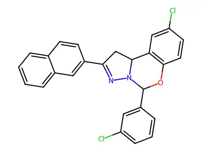 9-CL-5-(3-CL-Phenyl)-2-(2-naphthyl)-1,10B-dihydropyrazolo(1,5-C)(1,3)benzoxazine structure