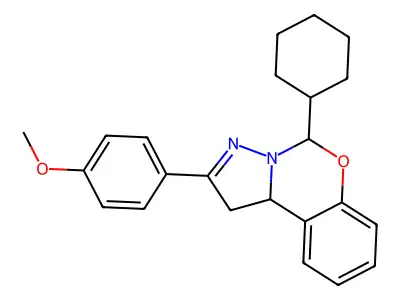 5-Cyclohexyl-2-(4-methoxyphenyl)-1,10B-dihydropyrazolo(1,5-C)(1,3)benzoxazine structure