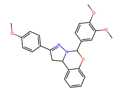 5-(3,4-Dimethoxyphenyl)-2-(4-meo-PH)1,10B-dihydropyrazolo(1,5-C)(1,3)benzoxazine structure