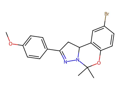 4-(9-BR-5,5-DI-ME-1,10B-Dihydropyrazolo(1,5-C)(1,3)benzoxazin-2-YL)PH ME ether structure