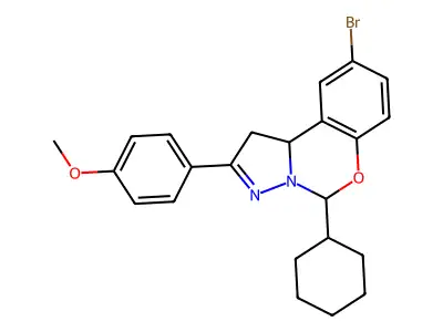 9-BR-5-Cyclohexyl-2-(4-meo-phenyl)-1,10B-dihydropyrazolo(1,5-C)(1,3)benzoxazine structure