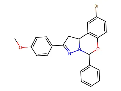4-(9-BR-5-PH-1,10B-Dihydropyrazolo(1,5-C)(1,3)benzoxazin-2-YL)PH methyl ether structure