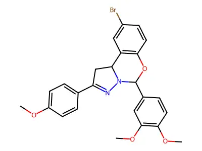 9-BR-5-(3,4-DI-Meo-PH)-2-(4-meo-PH)-1,10B-dihydropyrazolo(1,5-C)(1,3)benzoxazine structure