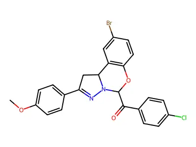 [9-bromo-2-(4-methoxyphenyl)-1,10b-dihydropyrazolo[1,5-c][1,3]benzoxazin-5-yl](4-chlorophenyl)methanone structure