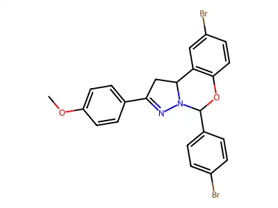 4-(9-BR-5-(4-BR-PH)-1,10B-Dihydropyrazolo(1,5-C)(1,3)benzoxazin-2-YL)PH ME ether structure