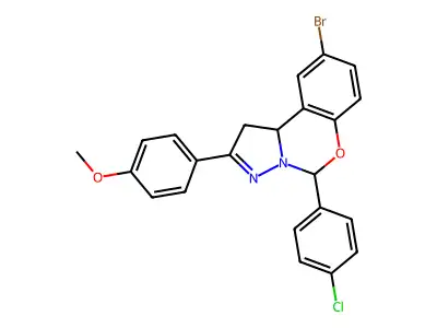 4-(9-BR-5-(4-CL-PH)-1,10B-Dihydropyrazolo(1,5-C)(1,3)benzoxazin-2-YL)PH ME ether structure